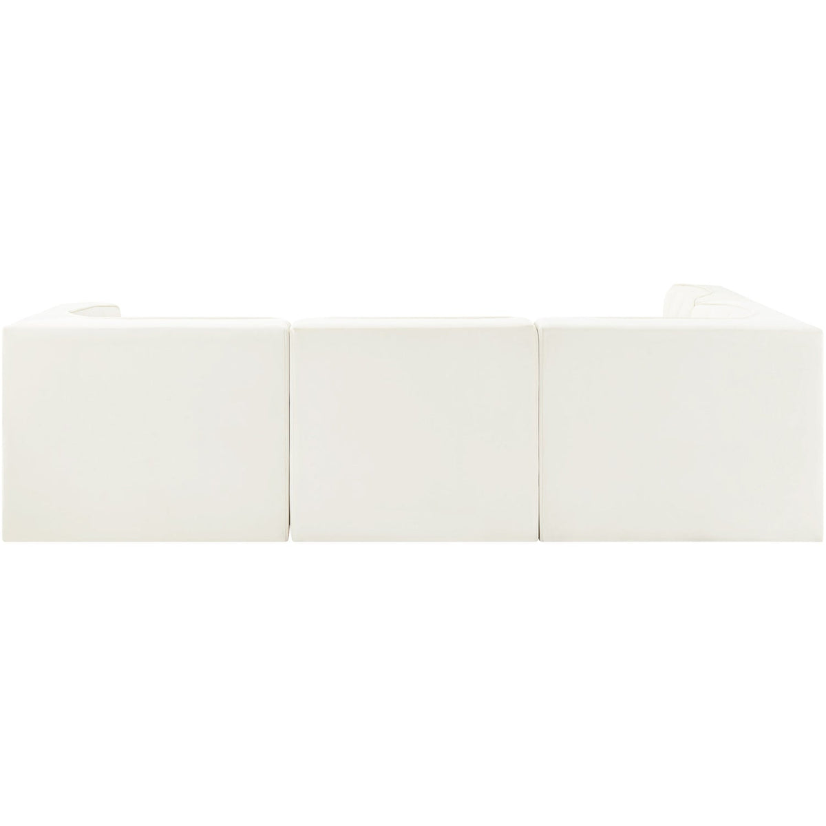 Rummi Cream Velvet Performance Fabric Upholstered 4 Piece Modular Sectional Sofa