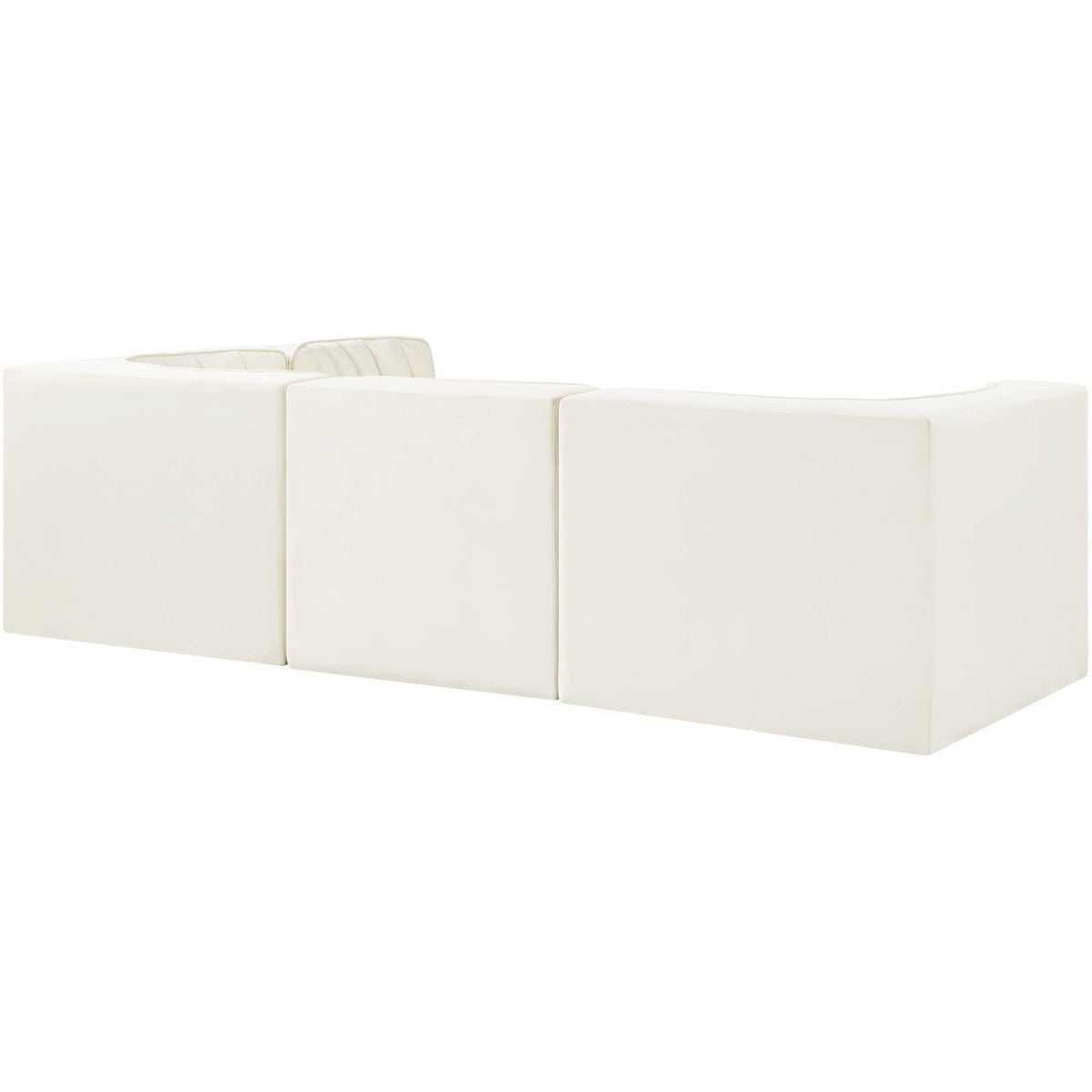 Rummi Cream Velvet Performance Fabric Upholstered 4 Piece Modular Sectional Sofa
