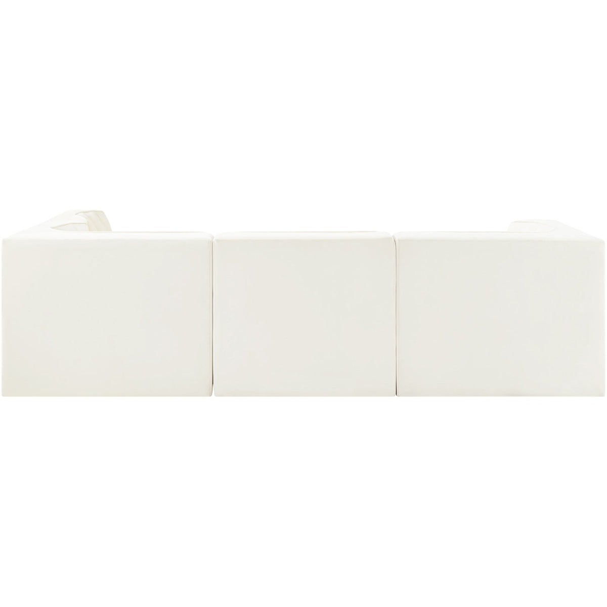Rummi Cream Velvet Performance Fabric Upholstered 4 Piece Modular Sectional Sofa