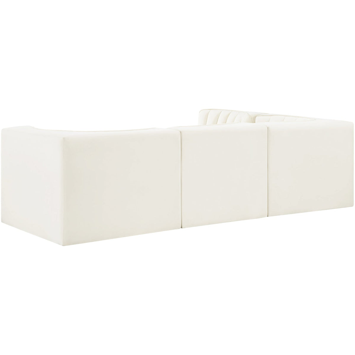 Rummi Cream Velvet Performance Fabric Upholstered 4 Piece Modular Sectional Sofa