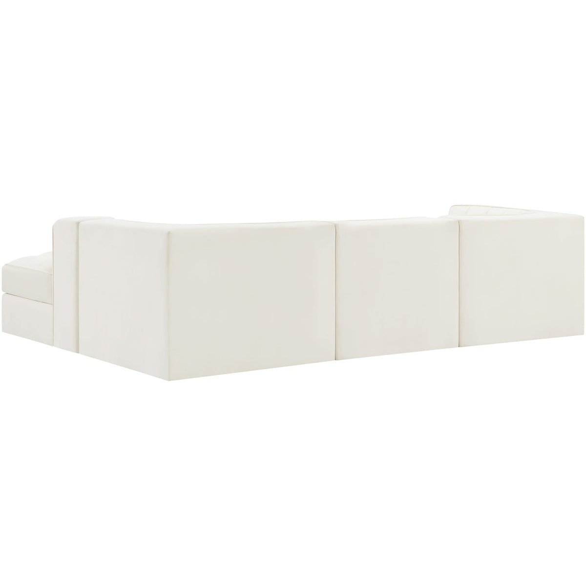 Rummi Cream Velvet Performance Fabric Upholstered 4 Piece Modular Sectional Sofa