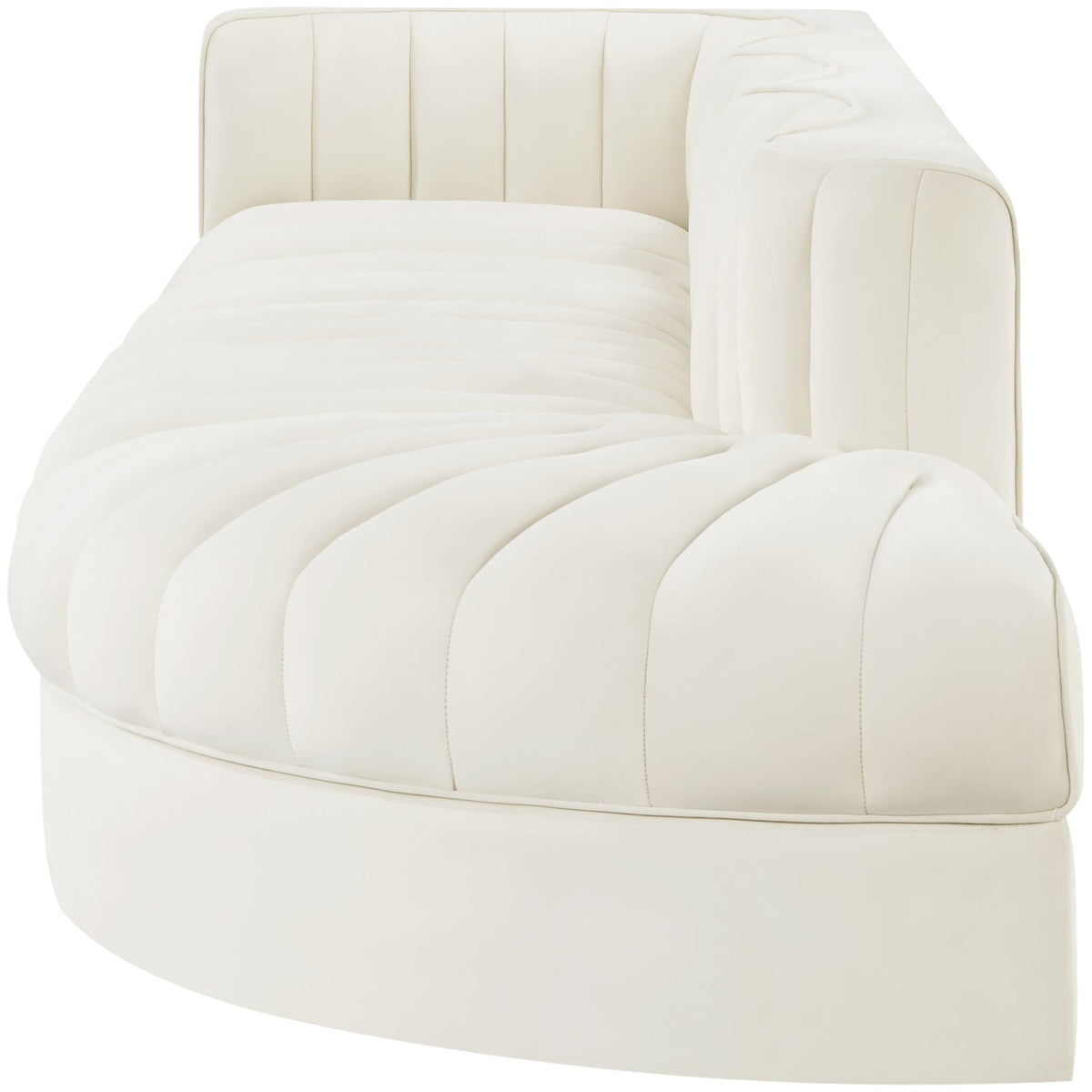 Rummi Cream Velvet Performance Fabric Upholstered 4 Piece Modular Sectional Sofa
