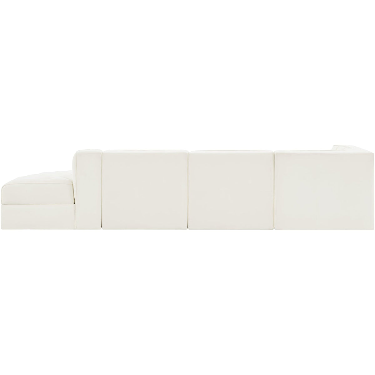 Rummi Cream Velvet Performance Fabric Upholstered 4 Piece Modular Sectional Sofa