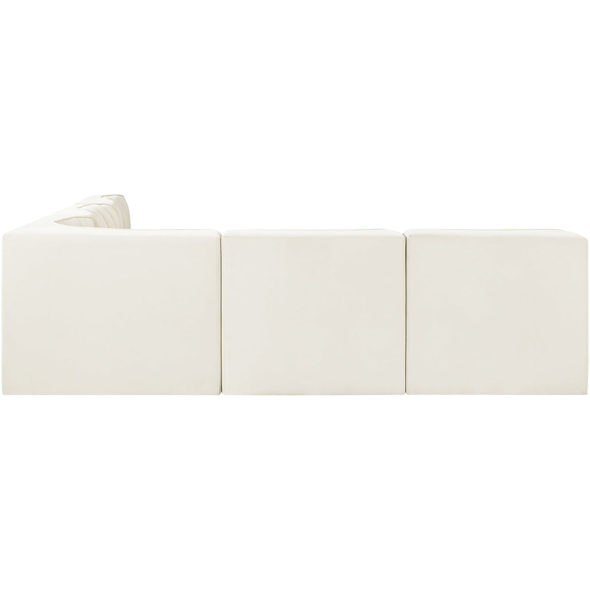 Rummi Cream Velvet Performance Fabric Upholstered 5 Piece Modular Sectional Sofa