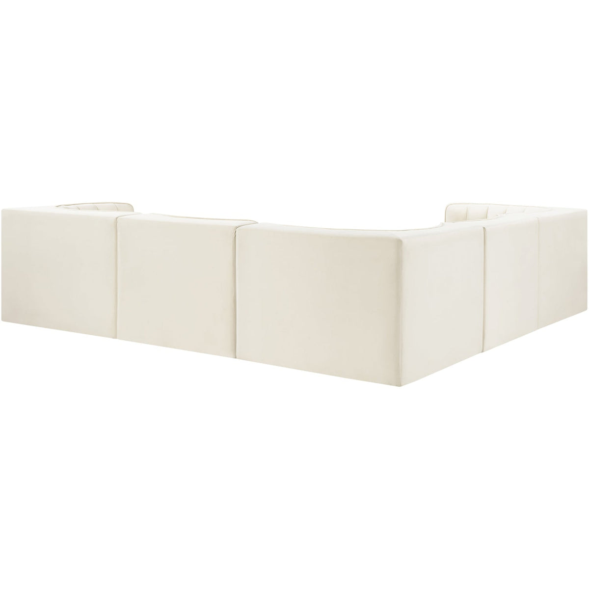 Rummi Cream Velvet Performance Fabric Upholstered 5 Piece Modular Sectional Sofa
