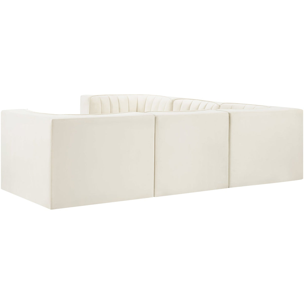 Rummi Cream Velvet Performance Fabric Upholstered 5 Piece Modular Sectional Sofa