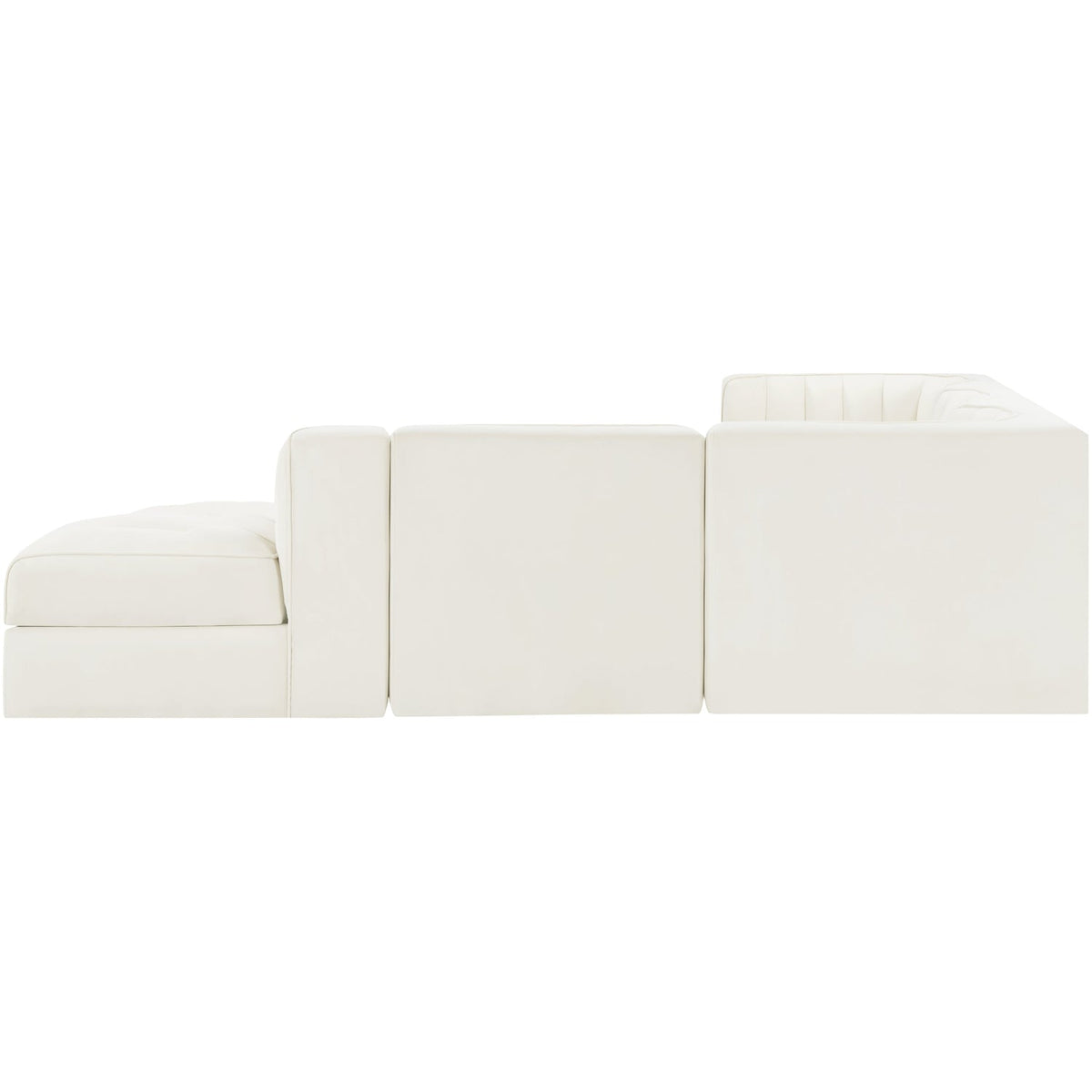 Rummi Cream Velvet Performance Fabric Upholstered 5 Piece Modular Sectional Sofa