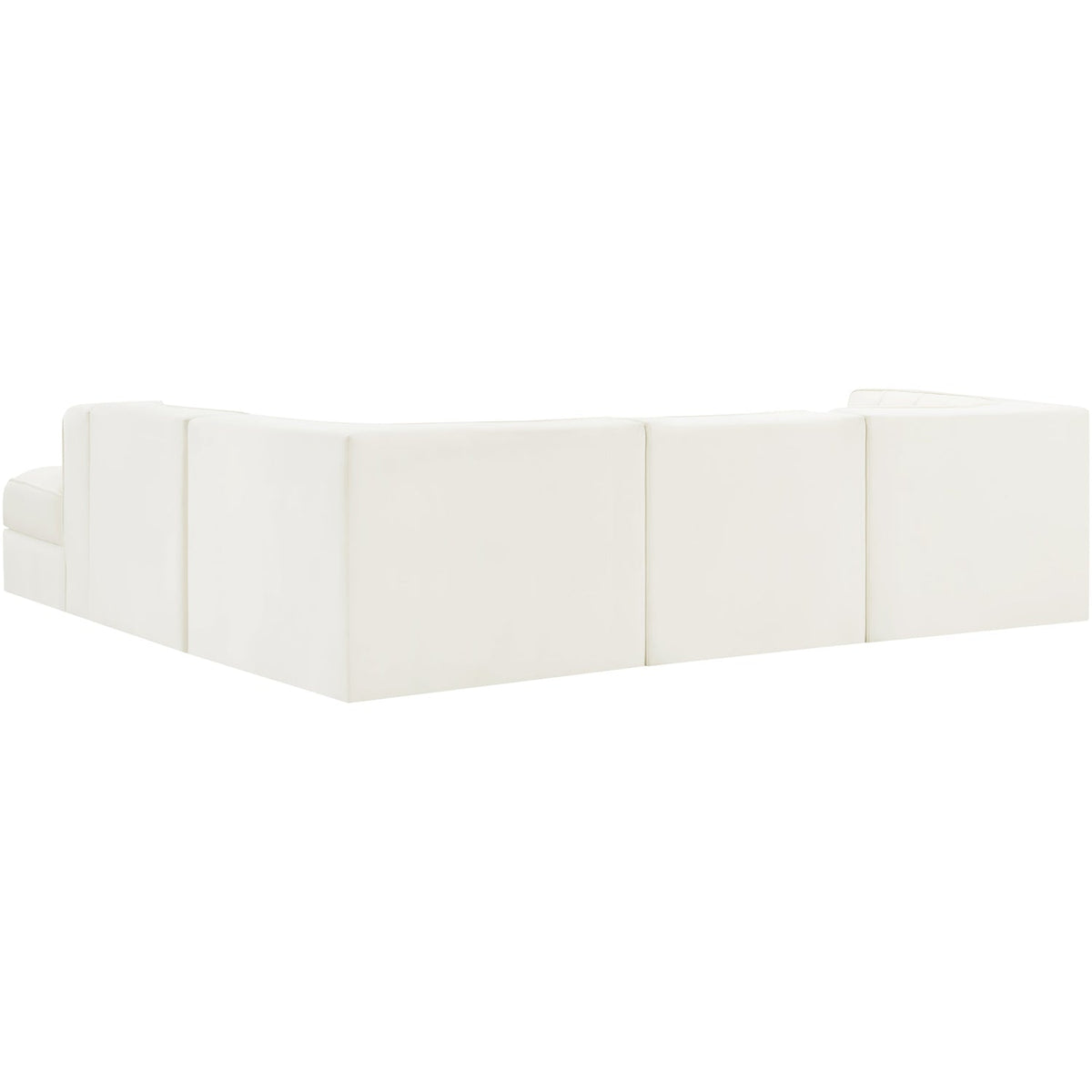 Rummi Cream Velvet Performance Fabric Upholstered 5 Piece Modular Sectional Sofa