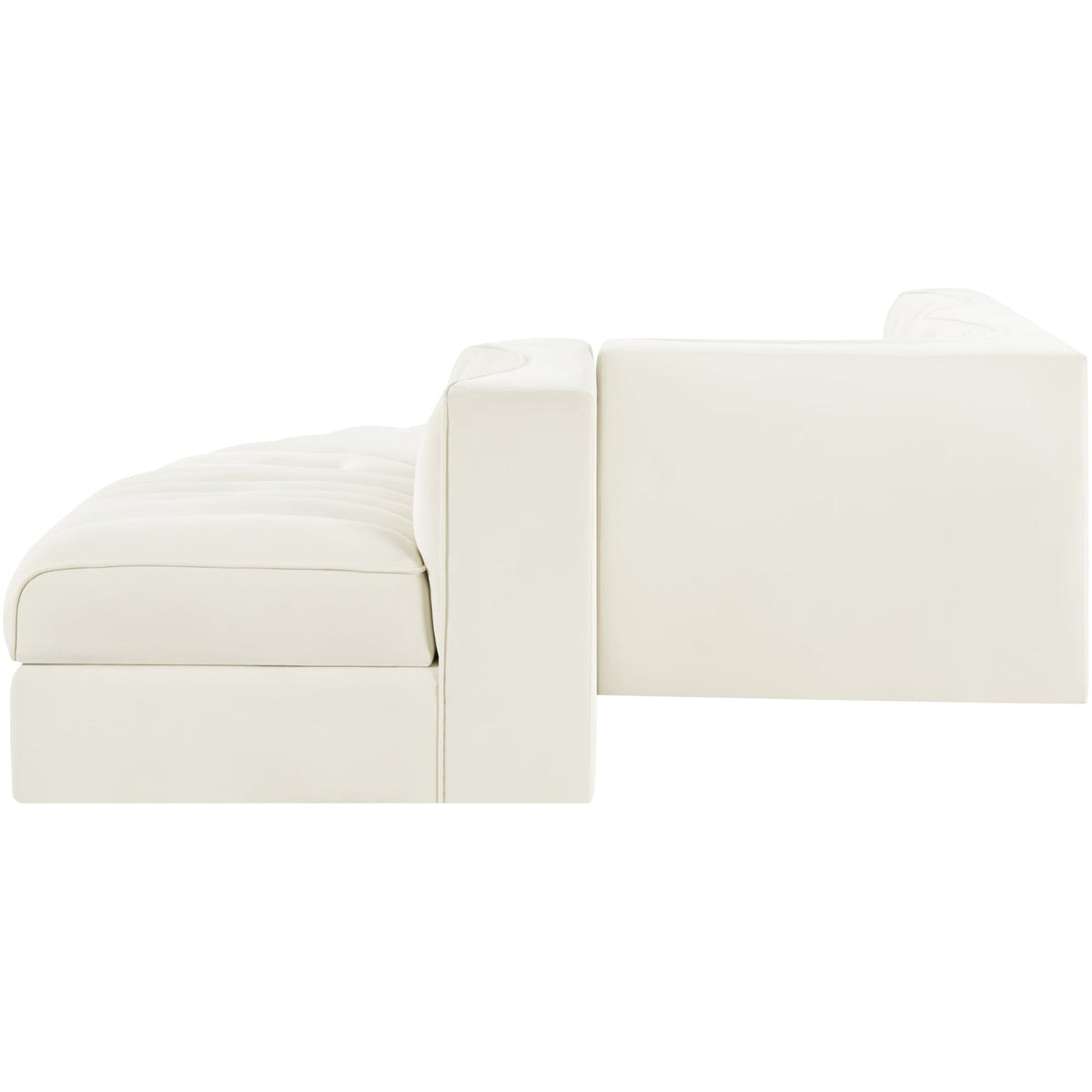 Rummi Cream Velvet Performance Fabric Upholstered 5 Piece Modular Sectional Sofa