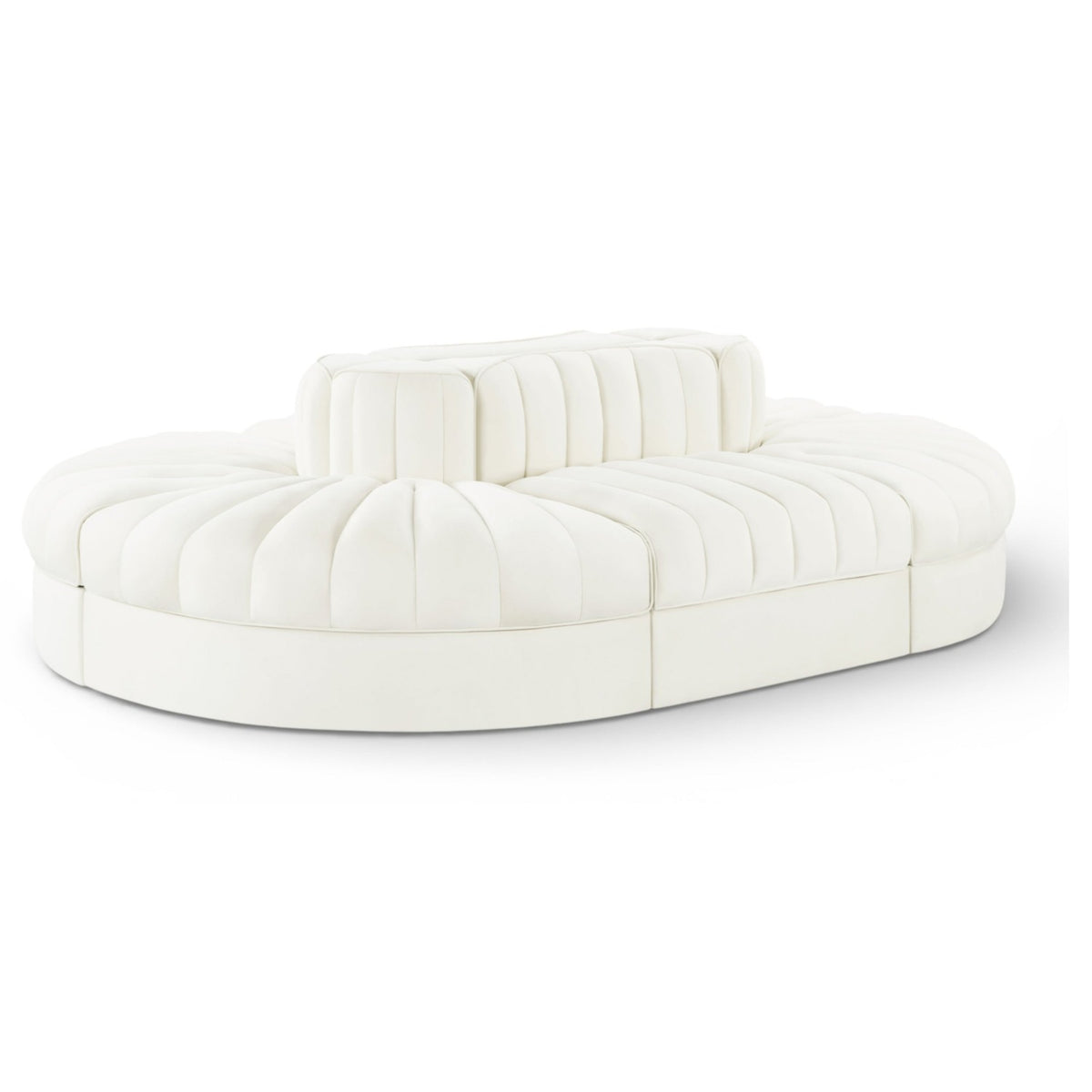 Rummi Cream Velvet Performance Fabric Upholstered 6pc. Modular Sectional in cream velvet, primary product view