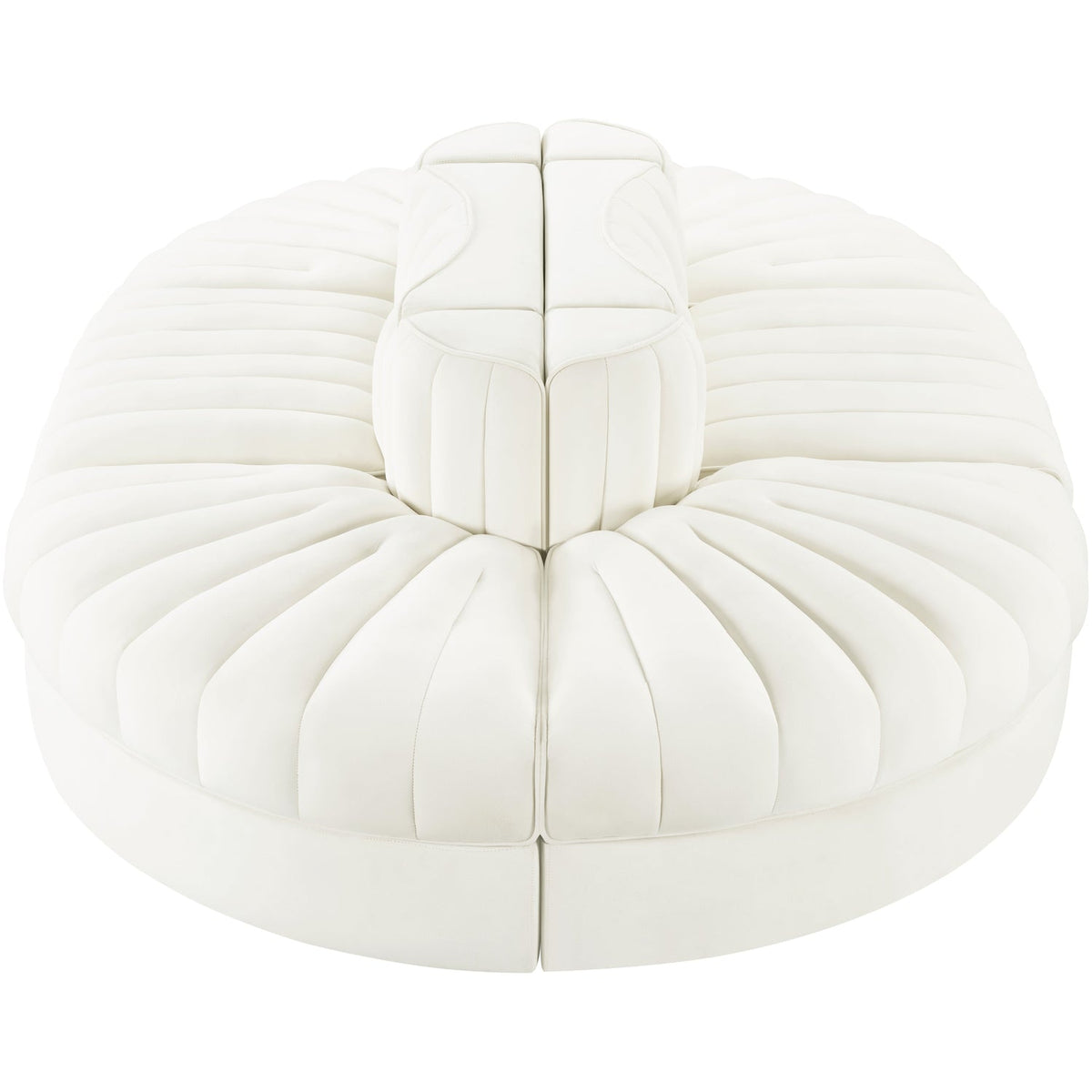 Rummi Cream Velvet Performance Fabric Upholstered 6 Piece Modular Sectional Sofa