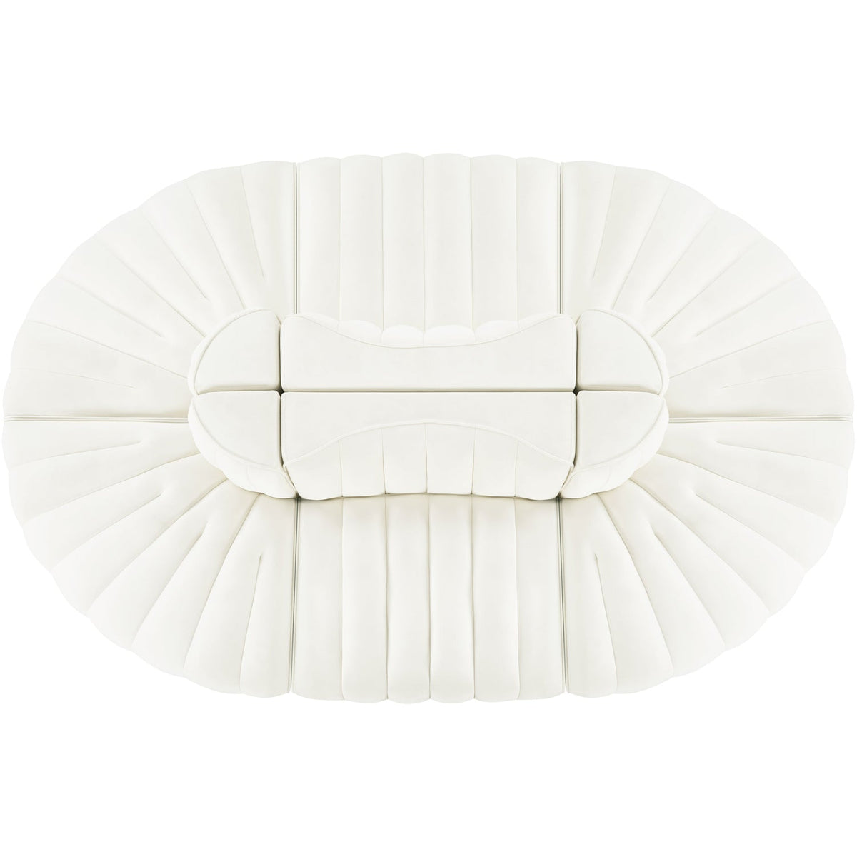 Rummi Cream Velvet Performance Fabric Upholstered 6 Piece Modular Sectional Sofa