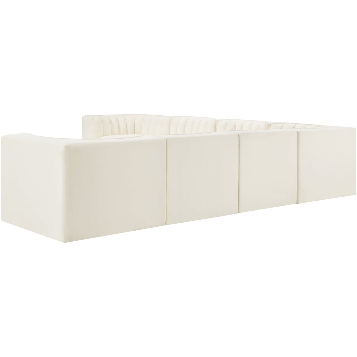 Rummi Cream Velvet Performance Fabric Upholstered 7 Piece Modular Sectional Sofa