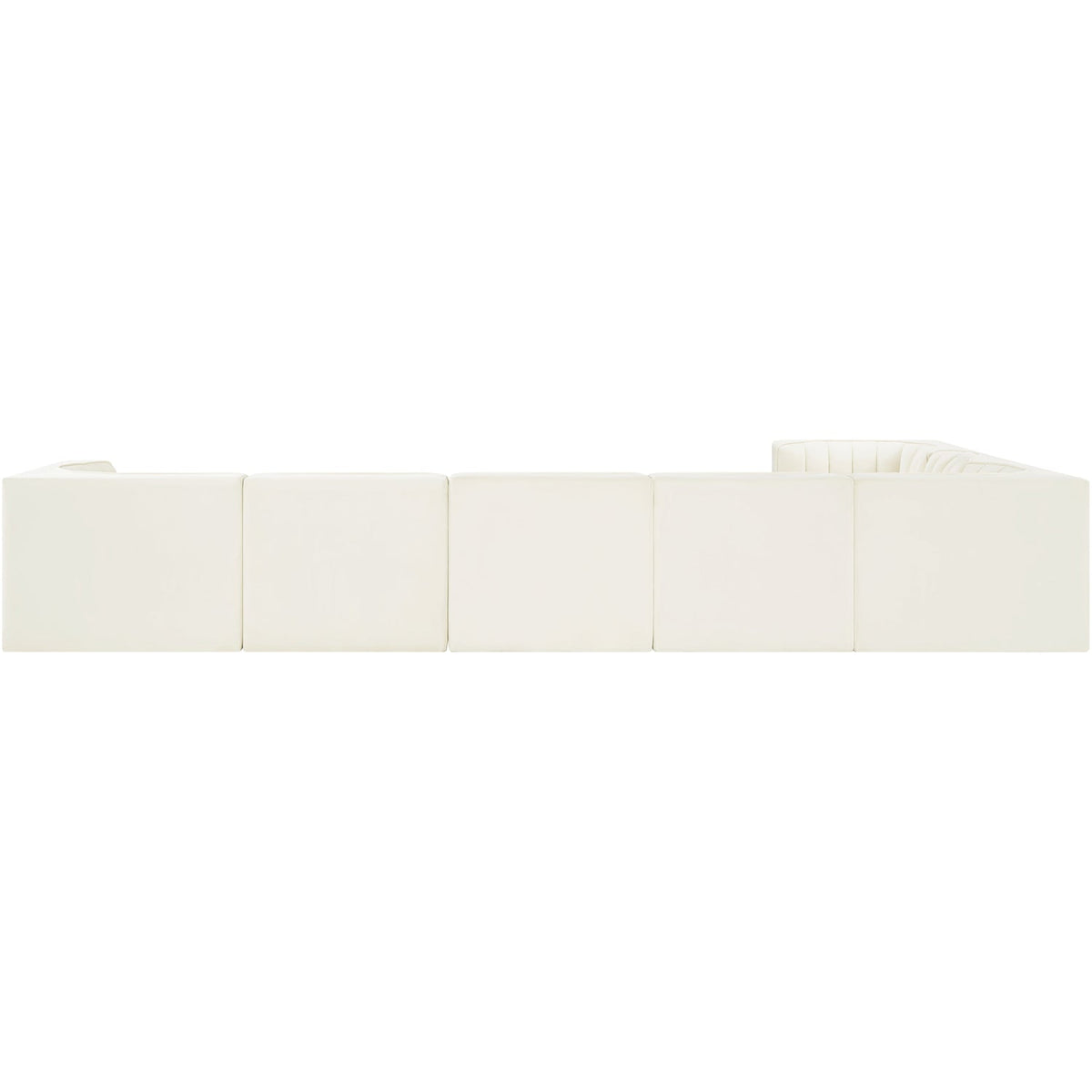 Rummi Cream Velvet Performance Fabric Upholstered 7 Piece Modular Sectional Sofa