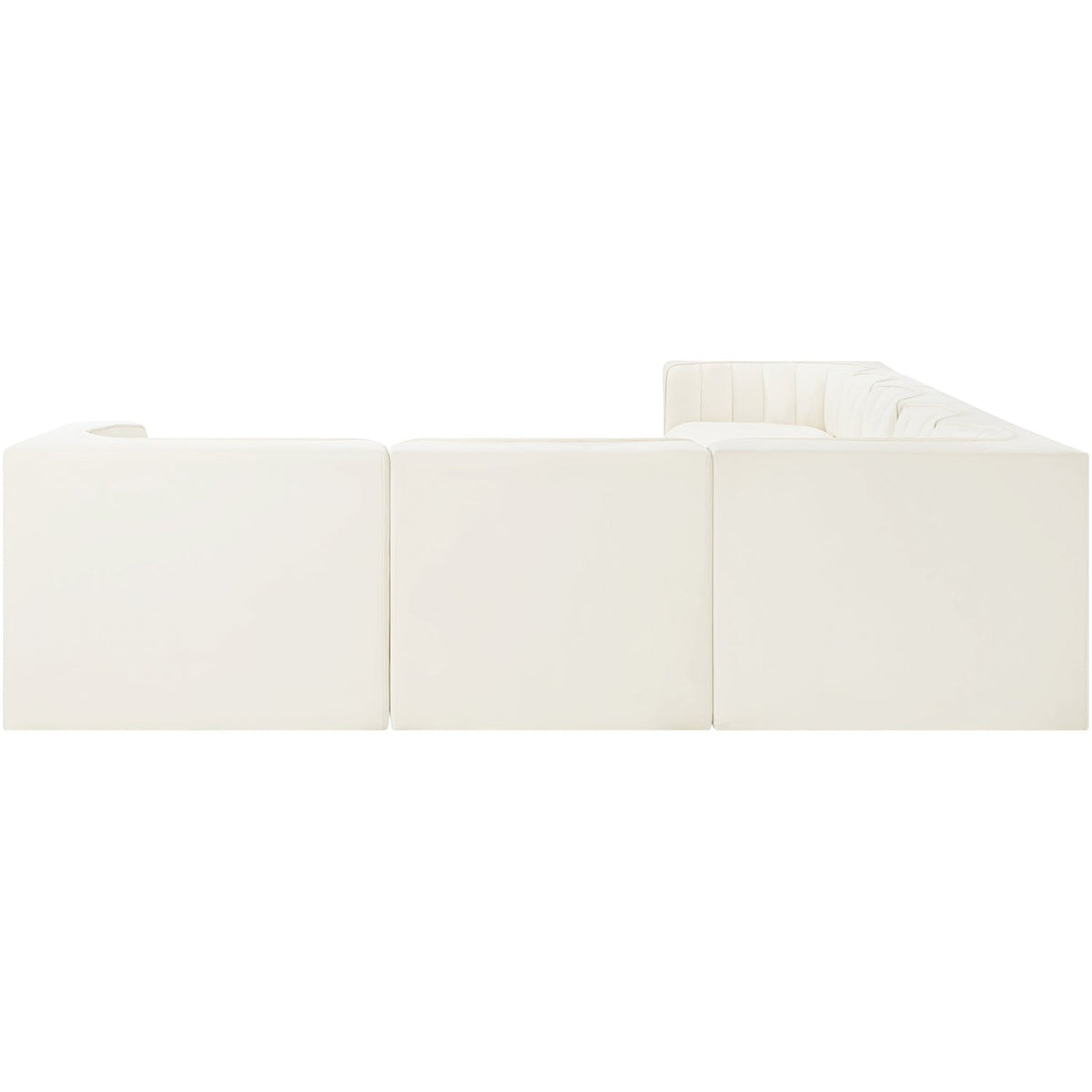 Rummi Cream Velvet Performance Fabric Upholstered 7 Piece Modular Sectional Sofa