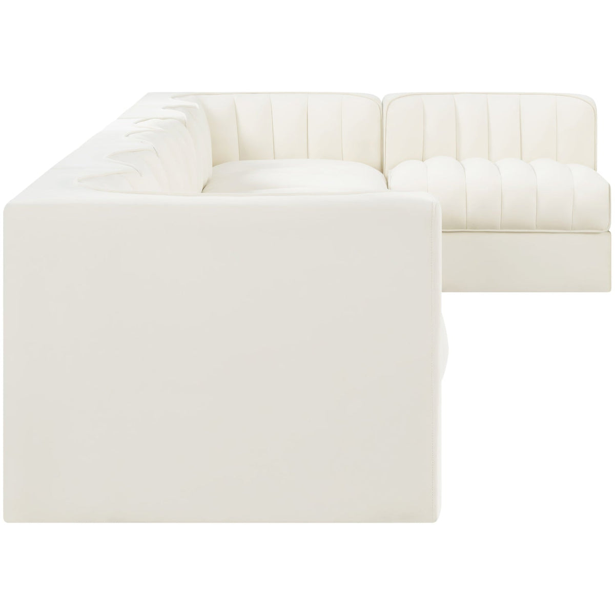 Rummi Cream Velvet Performance Fabric Upholstered 7 Piece Modular Sectional Sofa