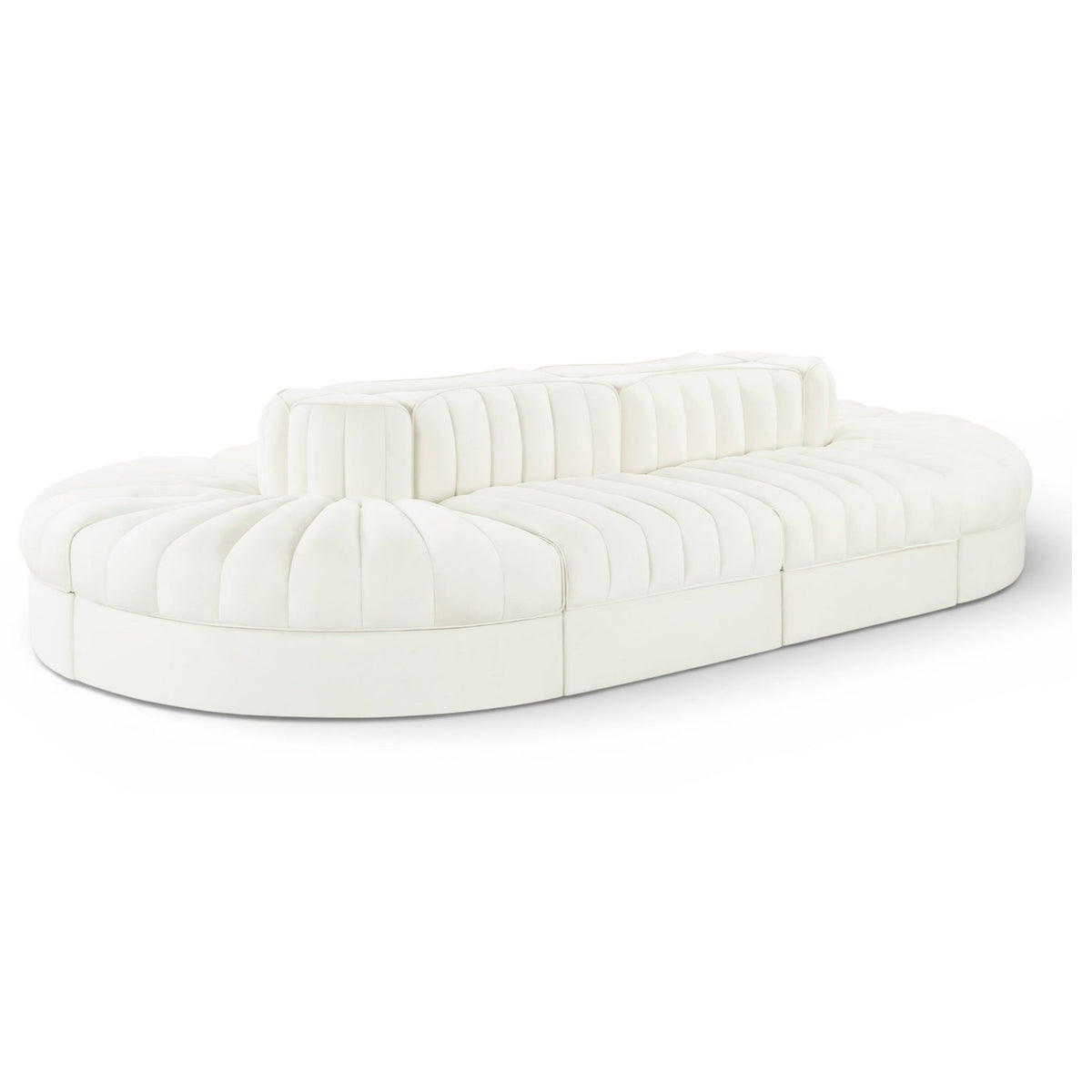 Rummi Cream Velvet Performance Fabric Upholstered 8pc. Modular Sectional in cream velvet, primary product view