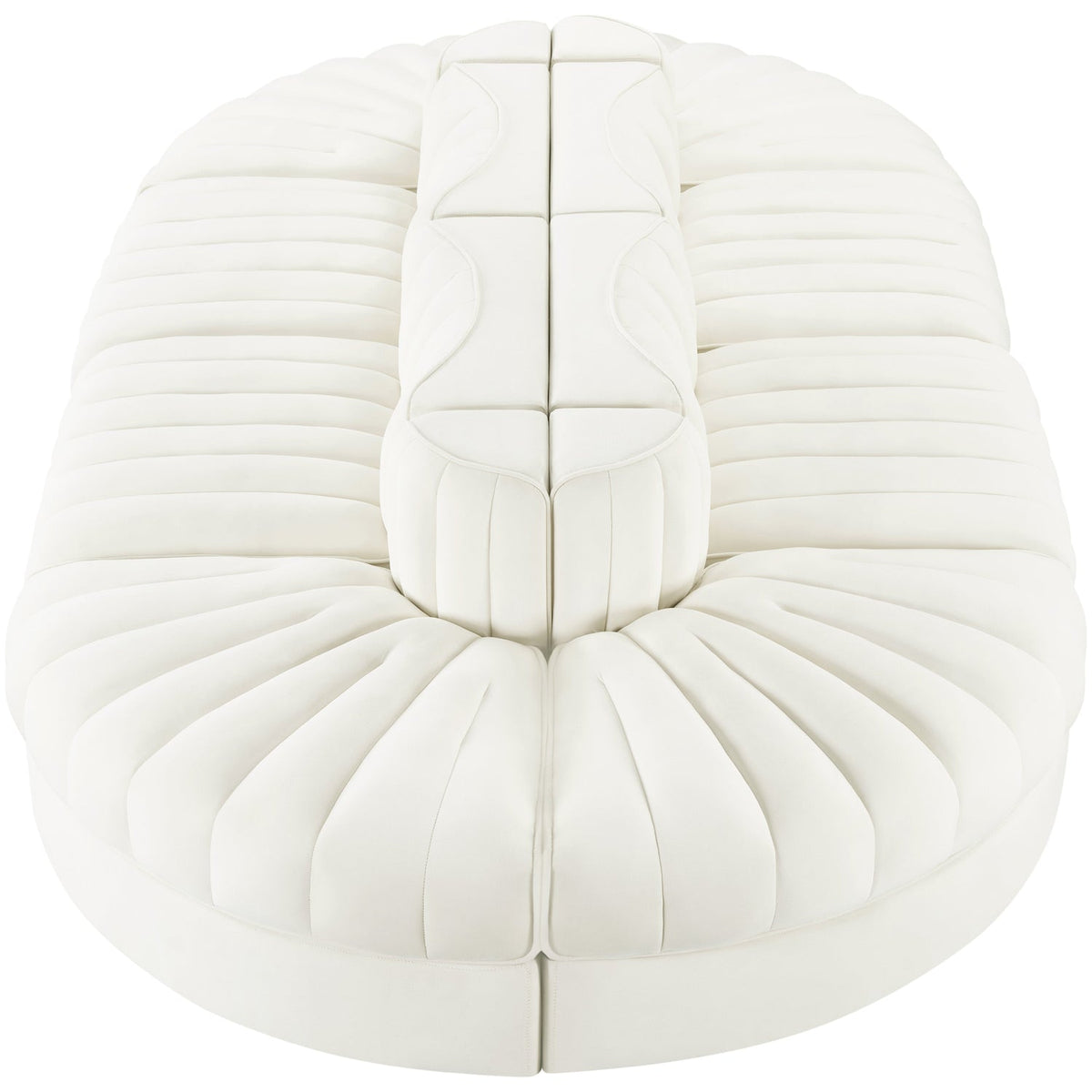 Rummi Cream Velvet Performance Fabric Upholstered 8 Piece Modular Sectional Sofa