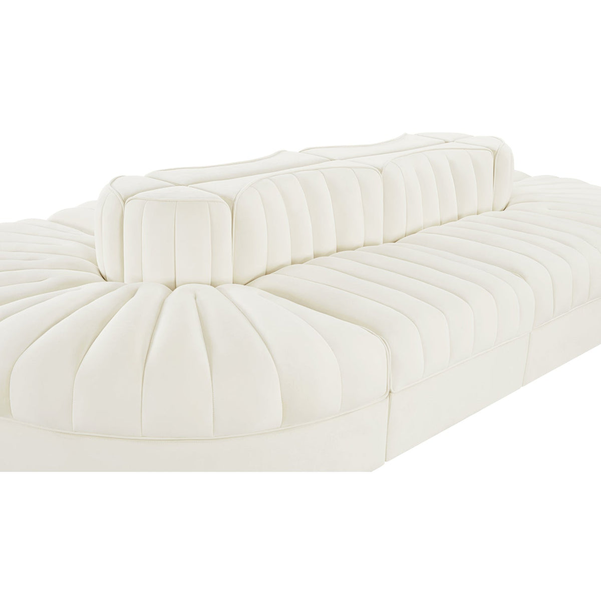 Rummi Cream Velvet Performance Fabric Upholstered 8 Piece Modular Sectional Sofa
