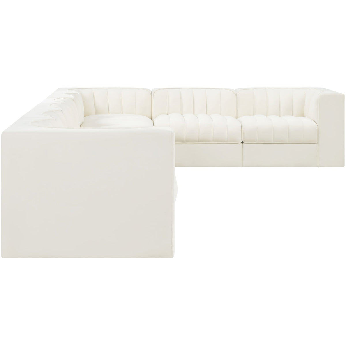 Rummi Cream Velvet Performance Fabric Upholstered 8 Piece Modular Sectional Sofa