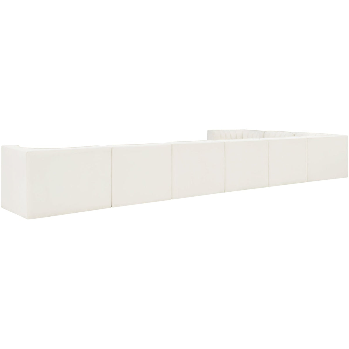 Rummi Cream Velvet Performance Fabric Upholstered 8 Piece Modular Sectional Sofa