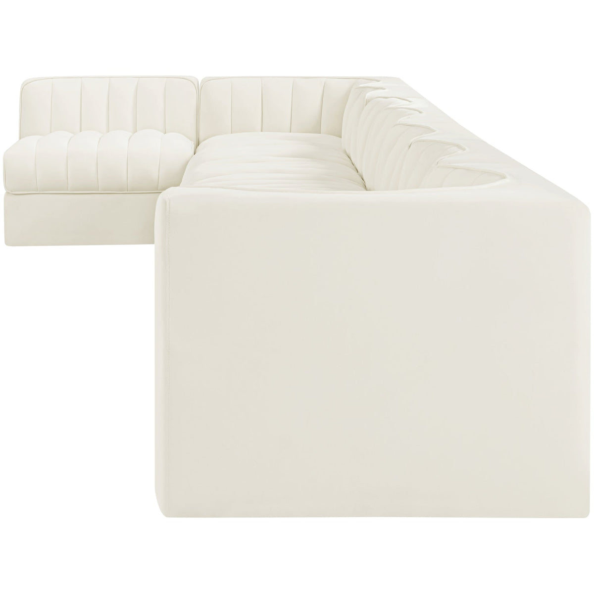 Rummi Cream Velvet Performance Fabric Upholstered 8 Piece Modular Sectional Sofa