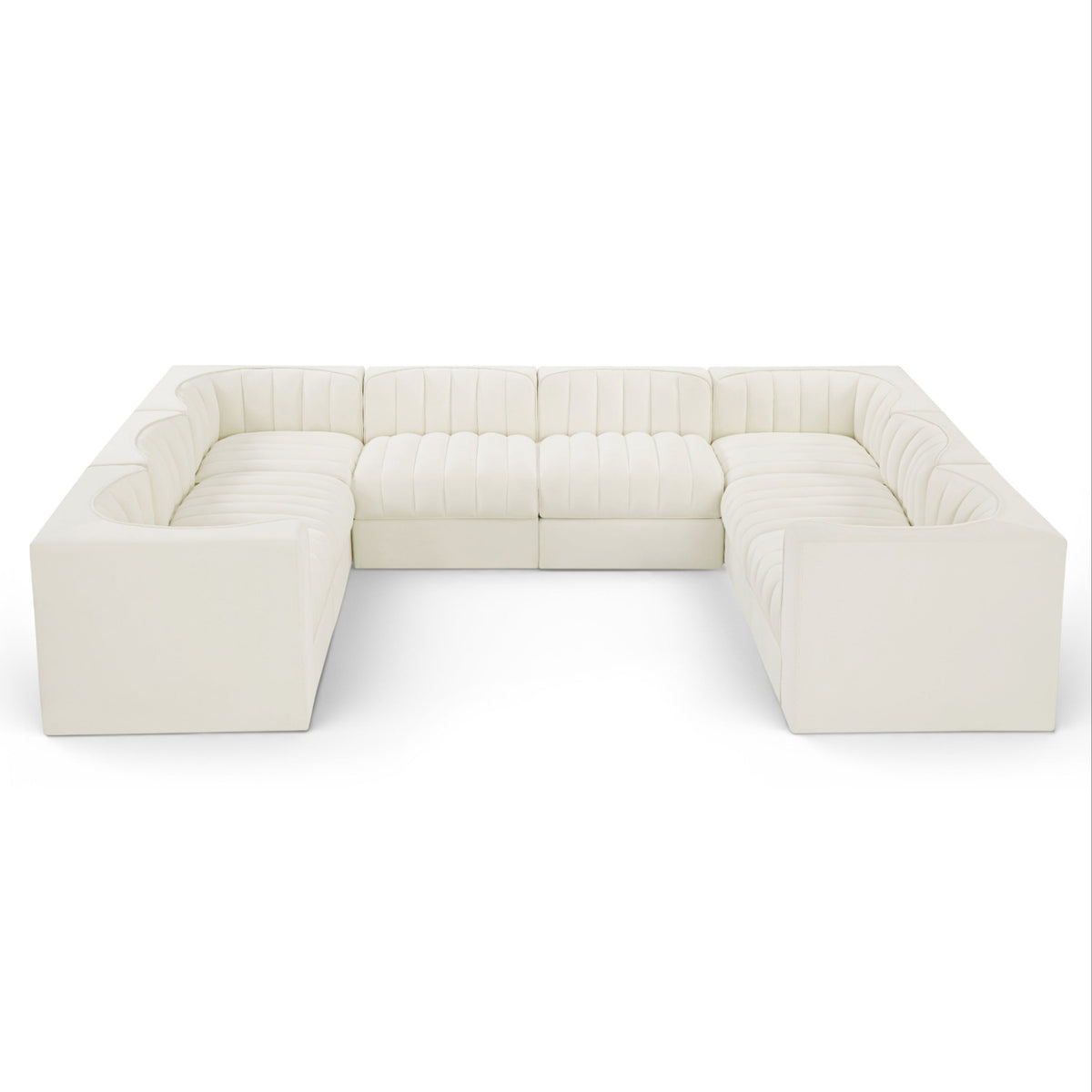 Rummi Cream Velvet Performance Fabric Upholstered Modular Sectional in cream velvet, primary product view