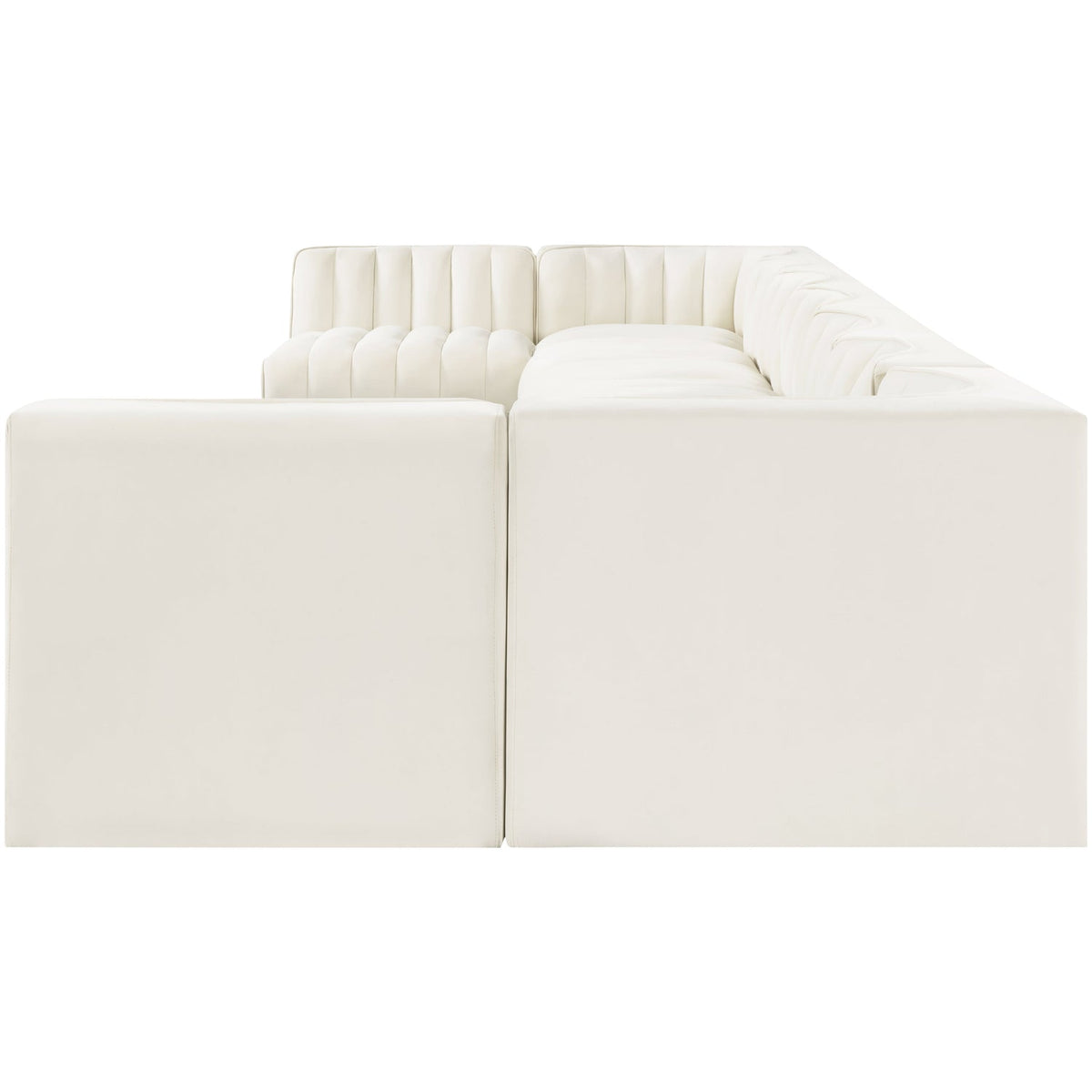 Rummi Cream Velvet Performance Fabric Upholstered 9 Piece Modular Sectional Sofa