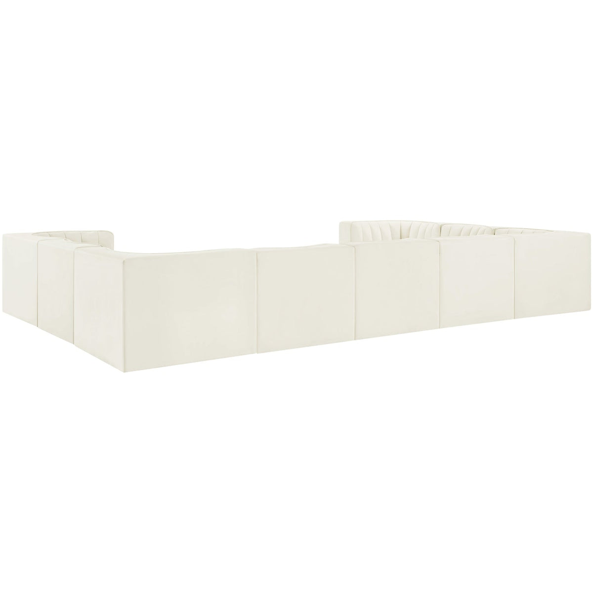Rummi Cream Velvet Performance Fabric Upholstered 9 Piece Modular Sectional Sofa