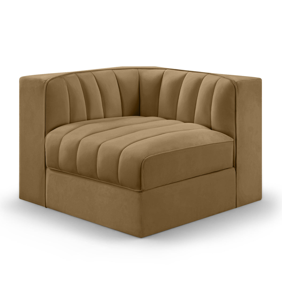Rummi Saddle Velvet Performance Fabric Upholstered Modular Chair in Saddle velvet, 34"W, primary product view