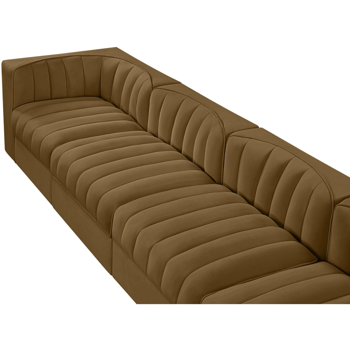 Rummi Saddle Velvet Performance Fabric Upholstered 4 Piece Modular Sofa