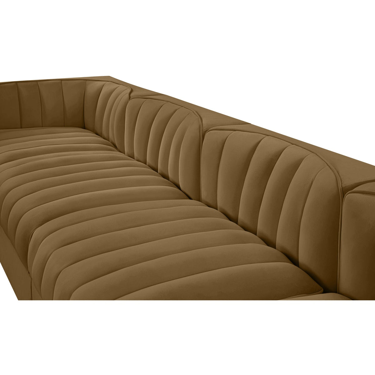 Rummi Saddle Velvet Performance Fabric Upholstered 5 Piece Modular Sofa
