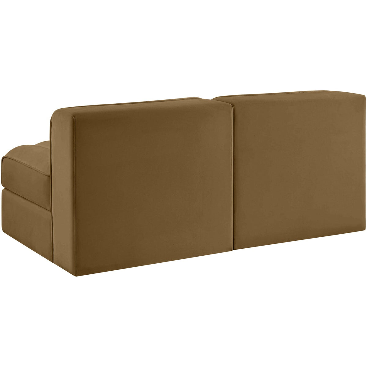 Rummi Saddle Velvet Performance Fabric Upholstered 2 Piece Modular Loveseat
