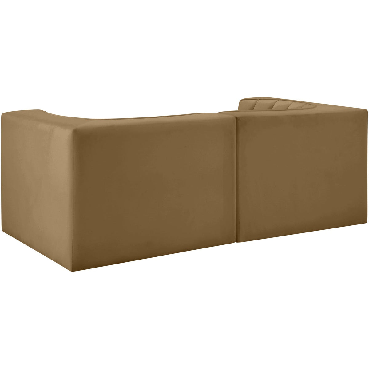 Rummi Saddle Velvet Performance Fabric Upholstered 2 Piece Modular Loveseat