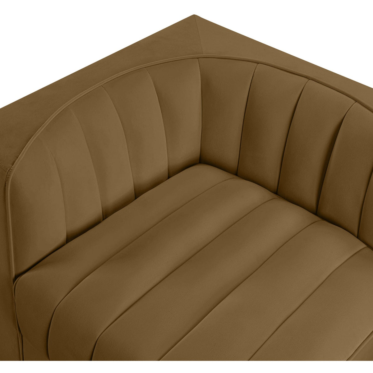 Rummi Saddle Velvet Performance Fabric Upholstered 2 Piece Modular Loveseat