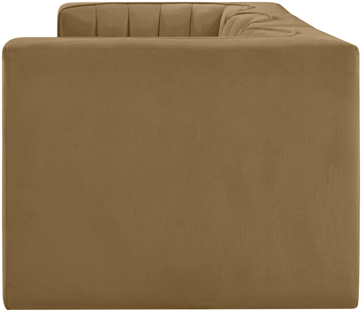 Rummi Saddle Velvet Performance Fabric Upholstered 3 Piece Modular Sofa