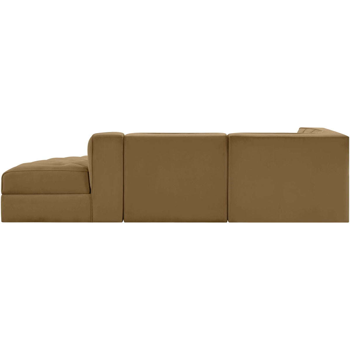 Rummi Saddle Velvet Performance Fabric Upholstered 3 Piece Modular Sectional Sofa