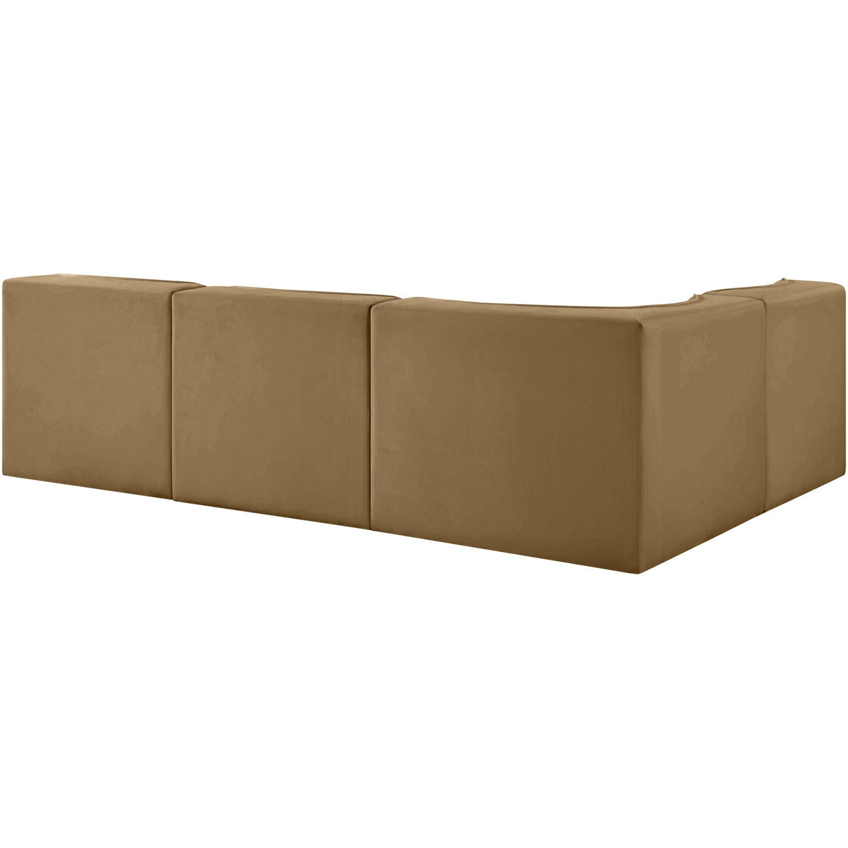 Rummi Saddle Velvet Performance Fabric Upholstered 4 Piece Modular Sectional Sofa