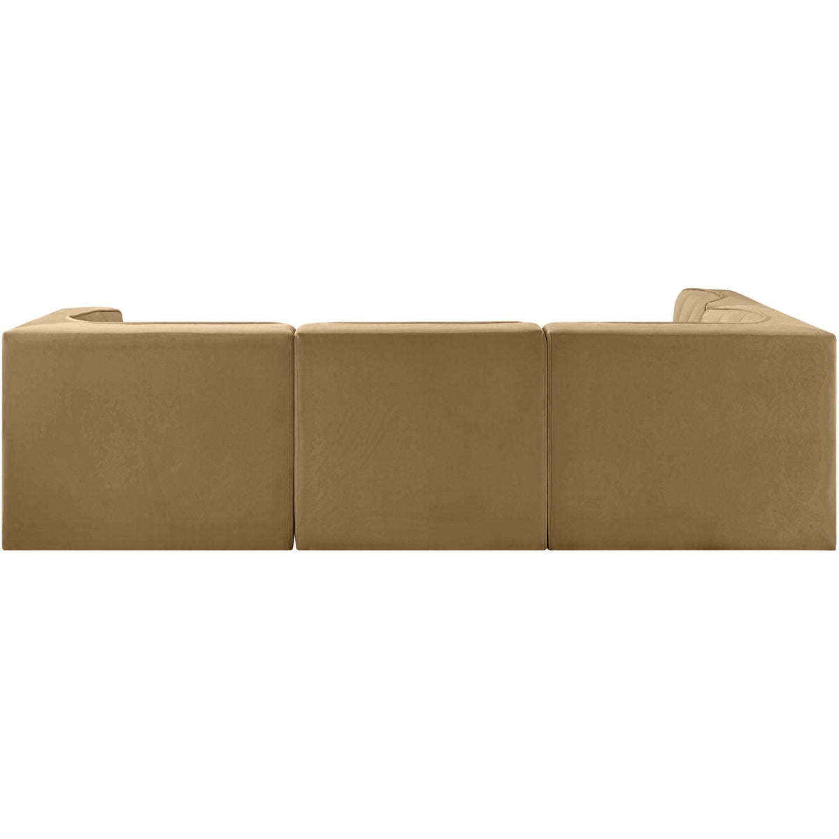Rummi Saddle Velvet Performance Fabric Upholstered 4 Piece Modular Sectional Sofa