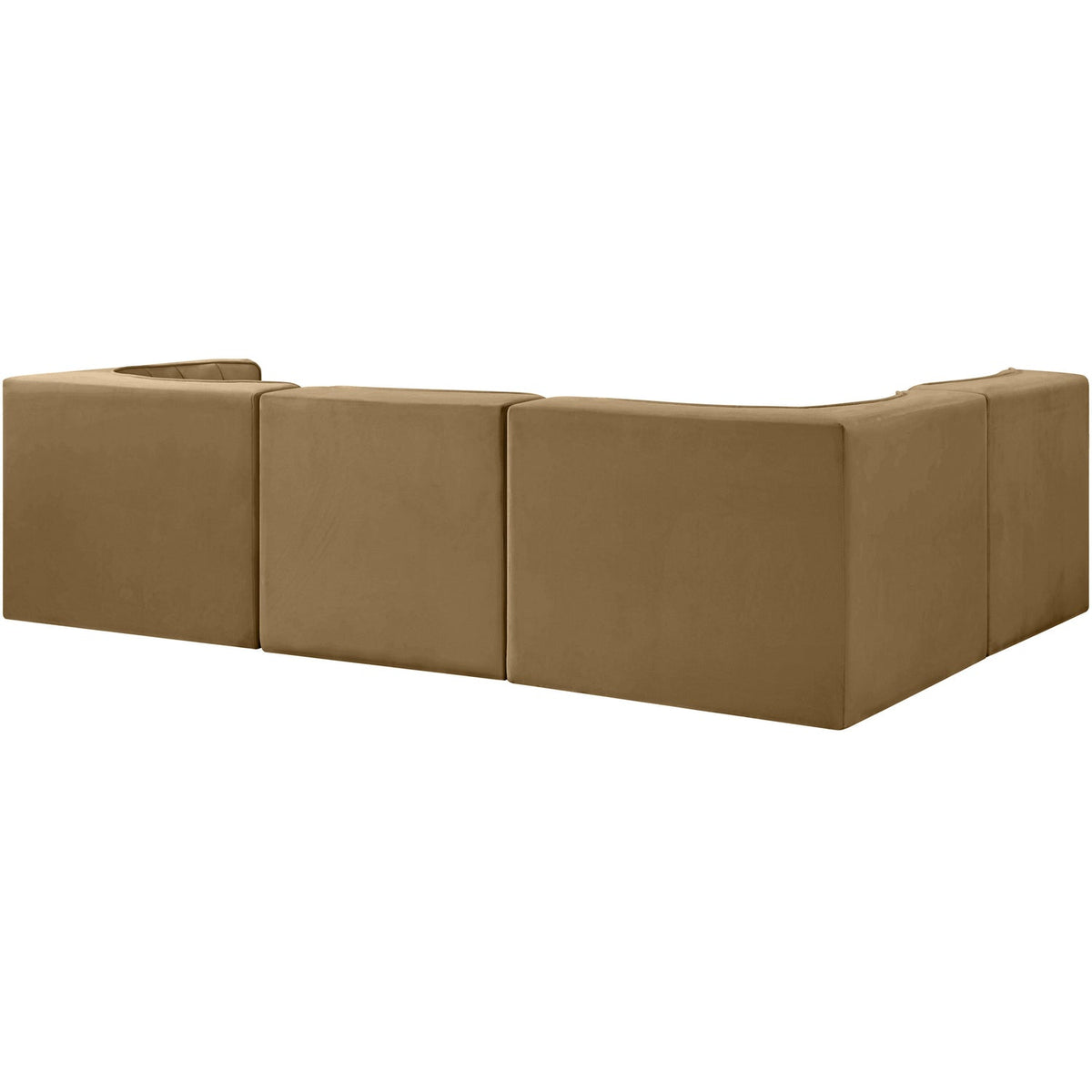 Rummi Saddle Velvet Performance Fabric Upholstered 4 Piece Modular Sectional Sofa