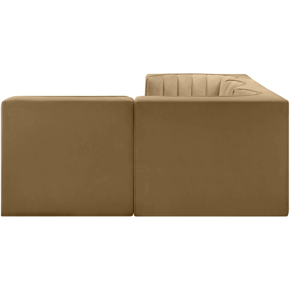 Rummi Saddle Velvet Performance Fabric Upholstered 4 Piece Modular Sectional Sofa