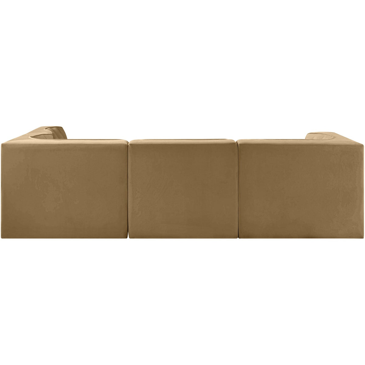 Rummi Saddle Velvet Performance Fabric Upholstered 4 Piece Modular Sectional Sofa