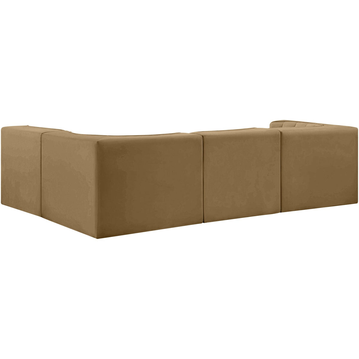 Rummi Saddle Velvet Performance Fabric Upholstered 4 Piece Modular Sectional Sofa