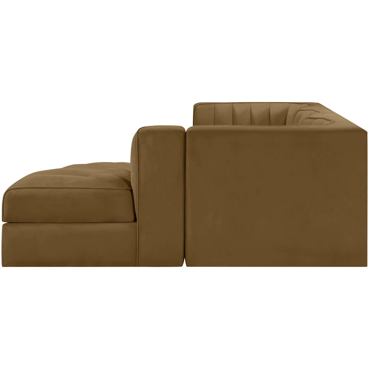 Rummi Saddle Velvet Performance Fabric Upholstered 4 Piece Modular Sectional Sofa