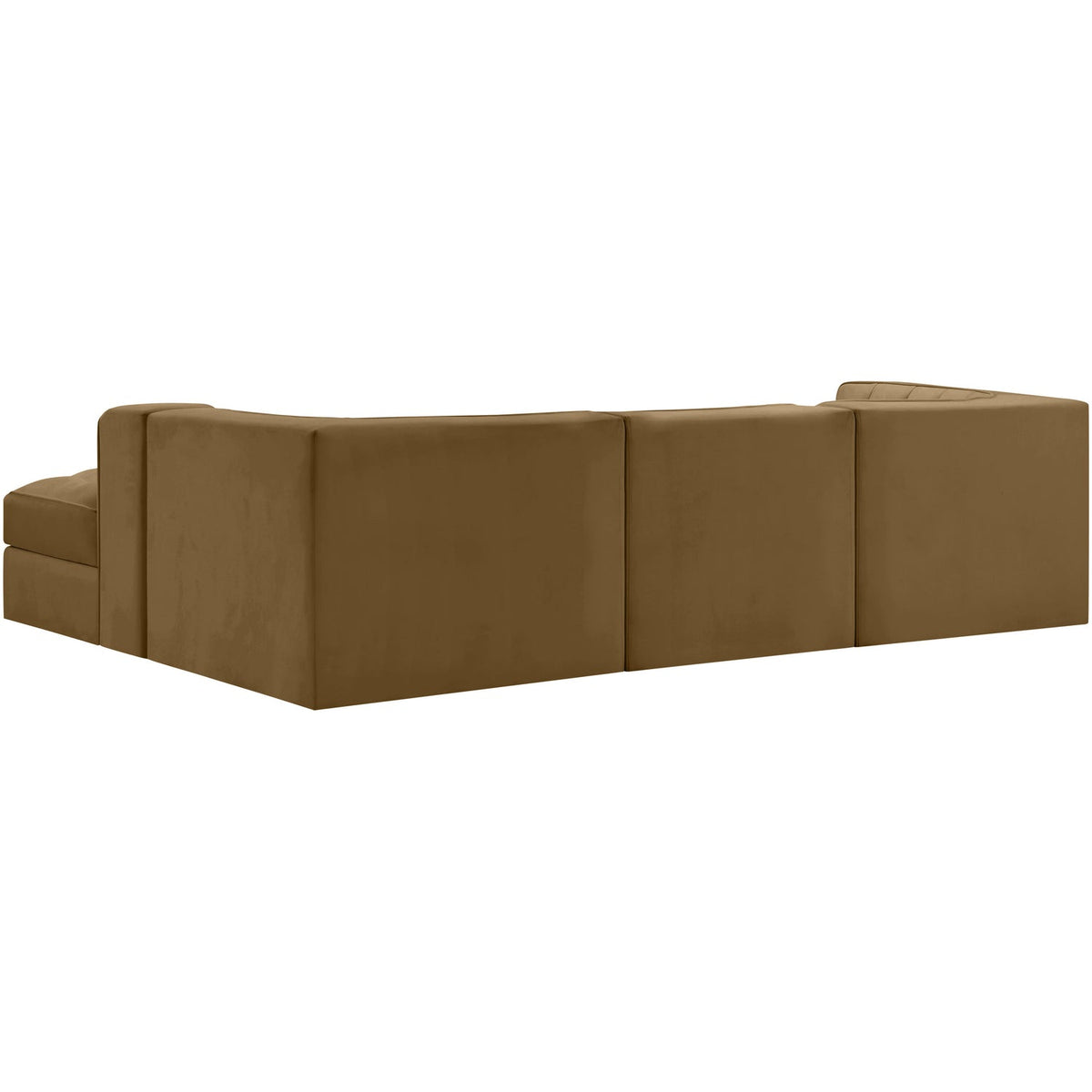Rummi Saddle Velvet Performance Fabric Upholstered 4 Piece Modular Sectional Sofa
