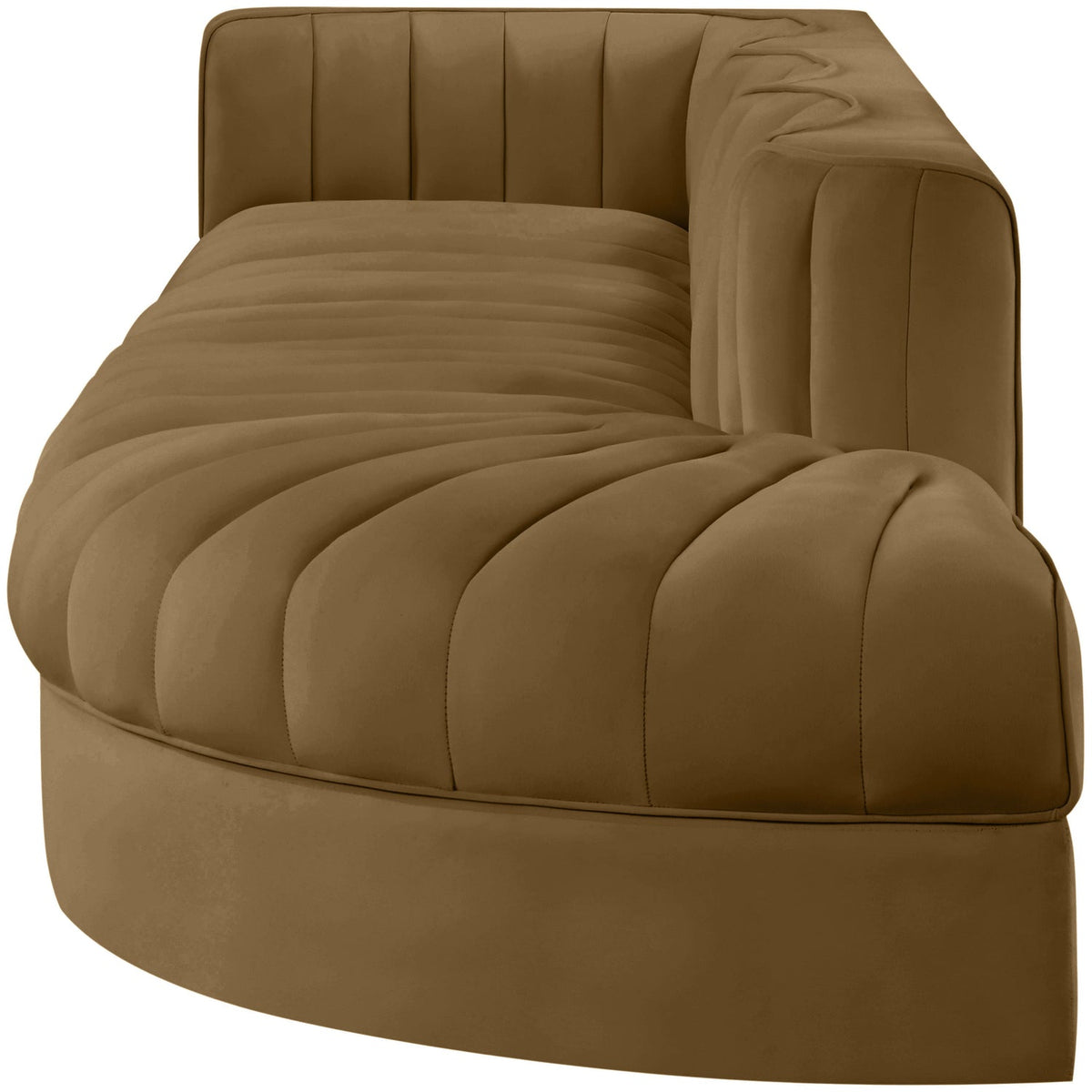 Rummi Saddle Velvet Performance Fabric Upholstered 4 Piece Modular Sectional Sofa