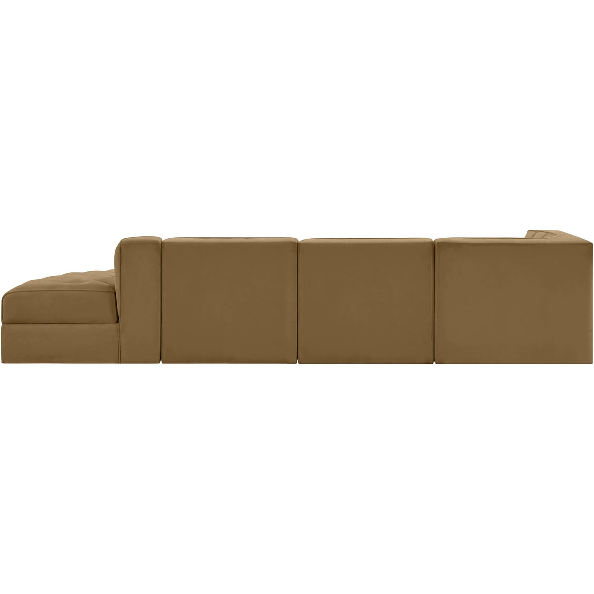Rummi Saddle Velvet Performance Fabric Upholstered 4 Piece Modular Sectional Sofa