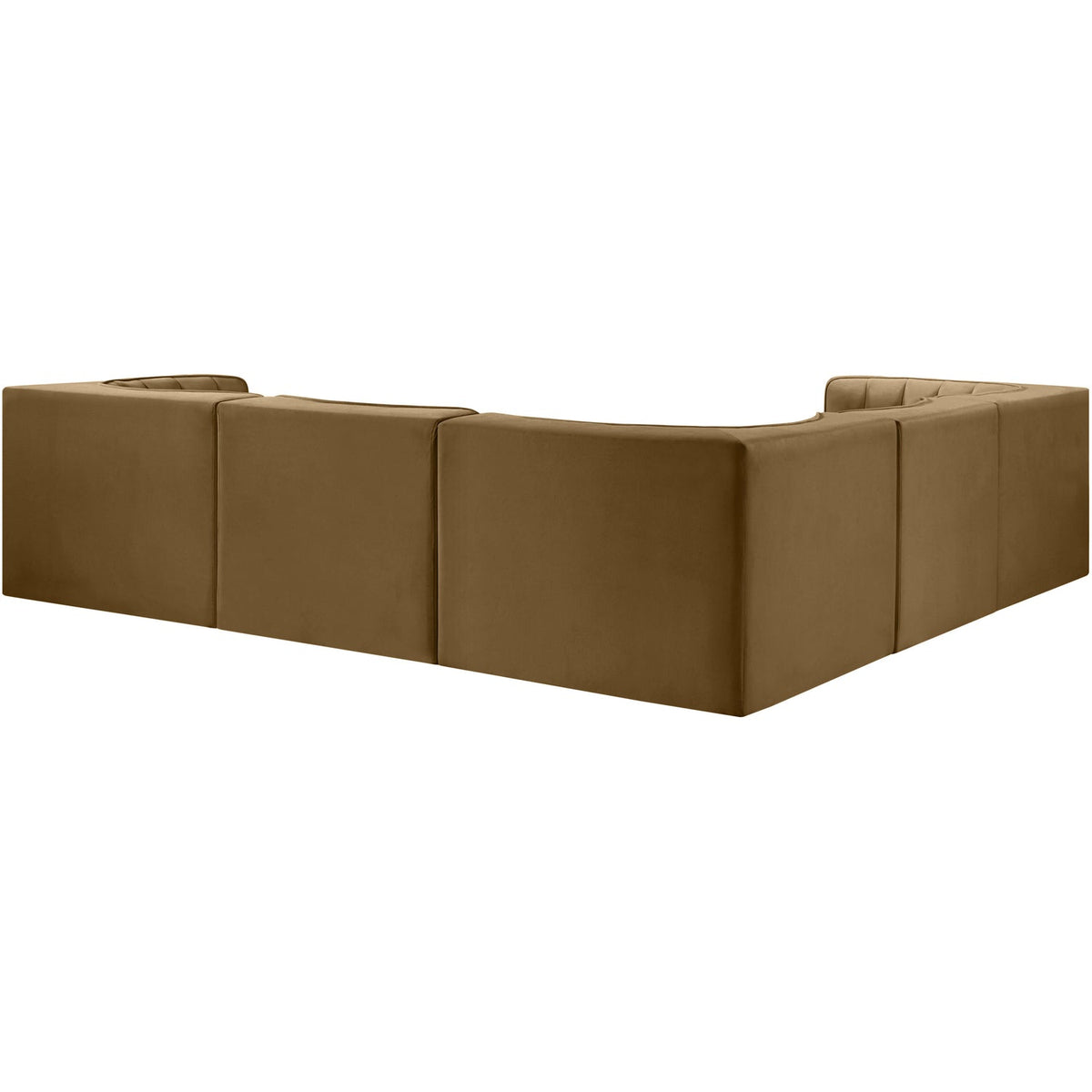 Rummi Saddle Velvet Performance Fabric Upholstered 5 Piece Modular Sectional Sofa