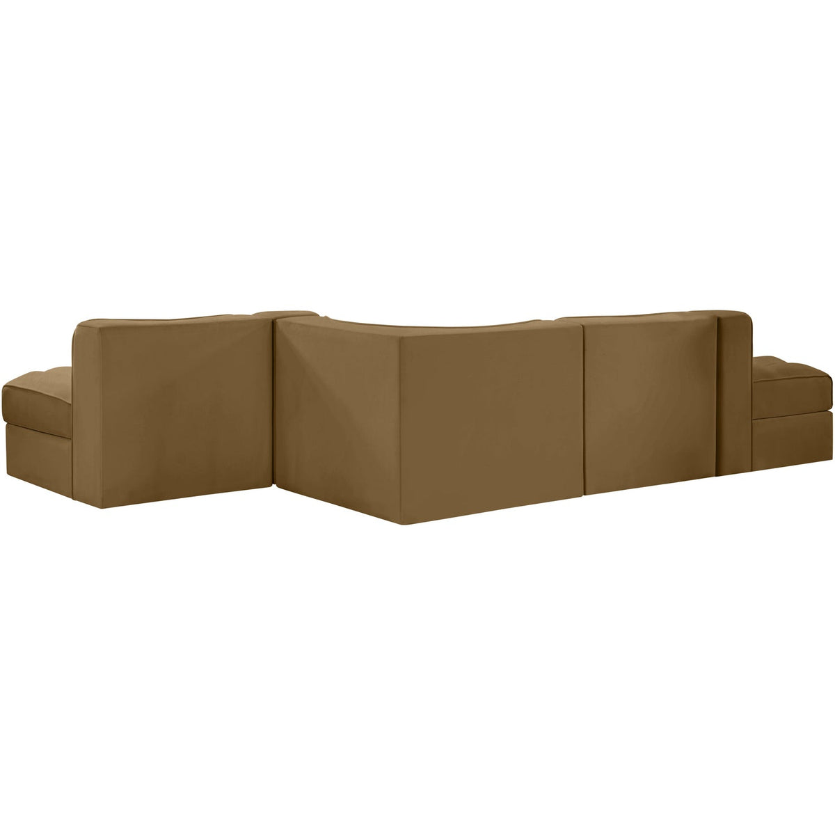 Rummi Saddle Velvet Performance Fabric Upholstered 5 Piece Modular Sectional Sofa
