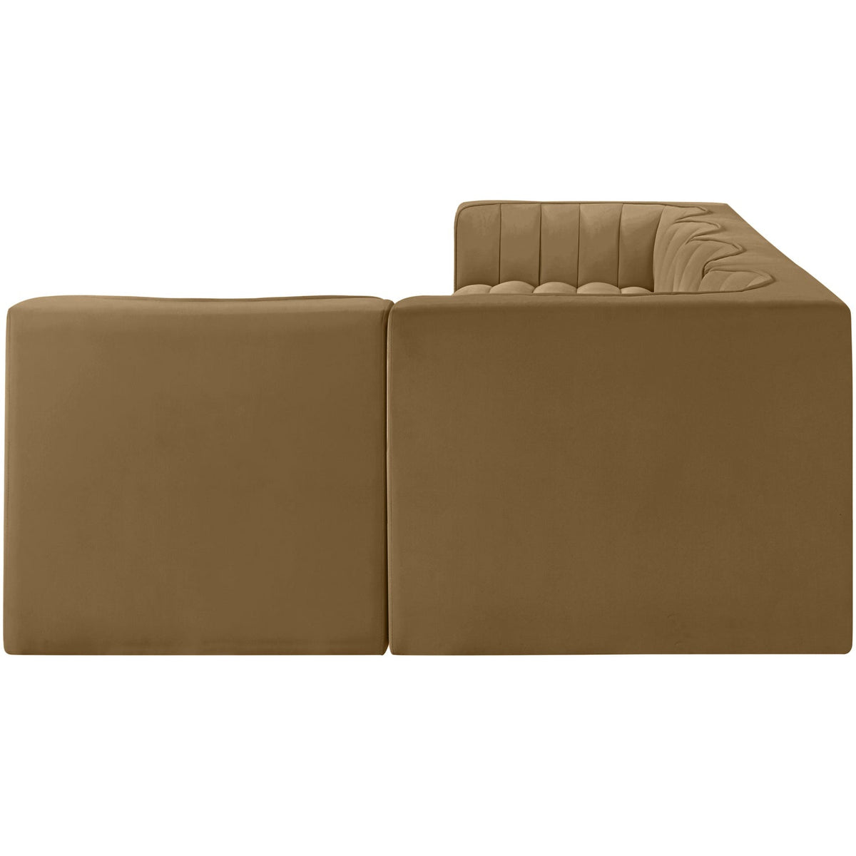 Rummi Saddle Velvet Performance Fabric Upholstered 5 Piece Modular Sectional Sofa